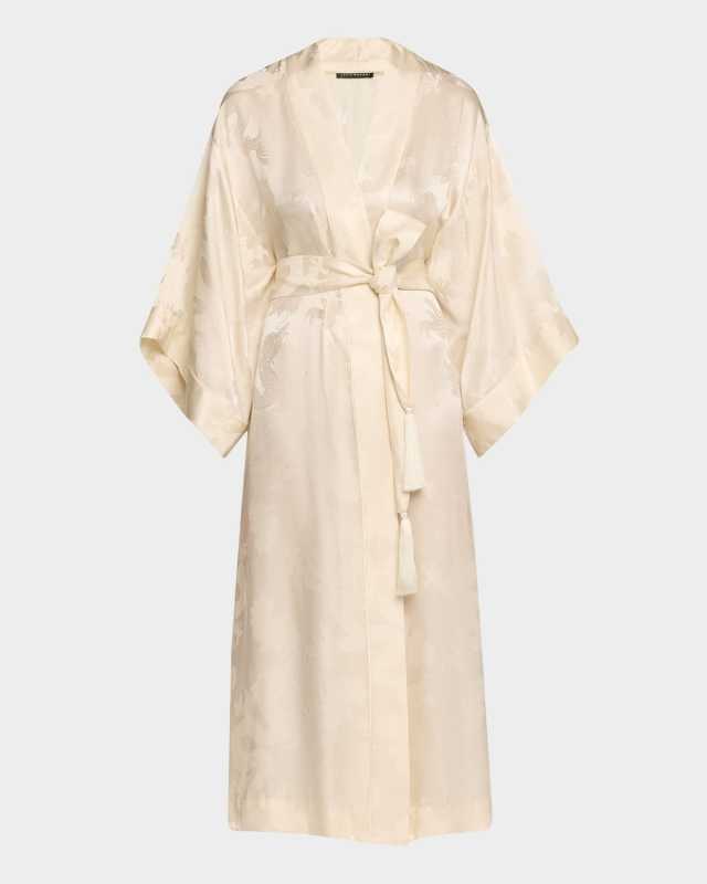 Ines Jacquard Viscose-Silk Robe